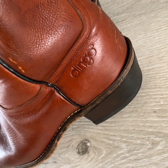 Vintage Dingo leather Boots 9 1/2 EW made in USA brown western cowboy festival - Picture 4 of 16